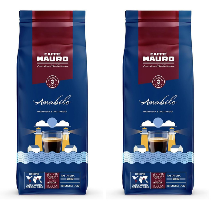 Кава в зернах Caffè Mauro Amabile, середній обсмаження, Італія, 1 кг (набір 2 шт)