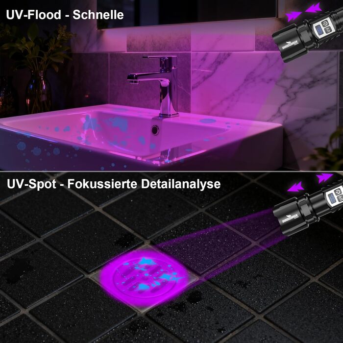 Ліхтар Shadowhawk 2-в-1 LED/UV, акумуляторний, 500000 люмен. Ідеально для інспекції, кемпінгу та відпочинку на природі. З регулюванням яскравості та UV-режимом.