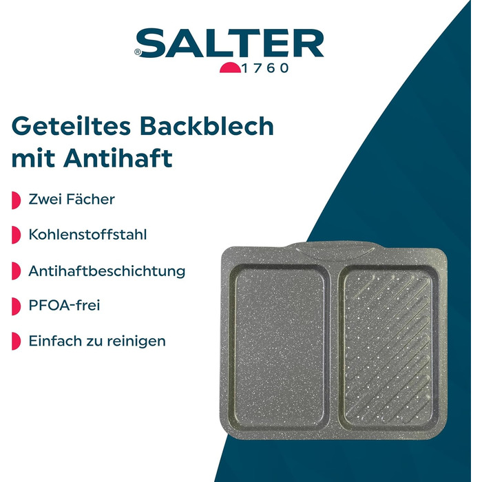 Форма для випічки SALTER, діаметр 24 см, з антипригарним покриттям, знімний дно, для тортів та кішів, з вуглецевої сталі