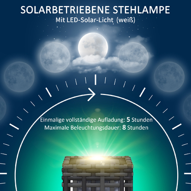 Outsunny Solar Lantern Rattan Solar Lamp Waterproof Path Light with Light Sensor Automatic LED Garden Lamp Outdoor Light for Balcony Steel Grey