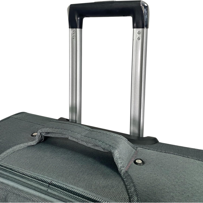 Чемодан-роликовий тканинний для подорожей, розширюваний, з подвійними колесами (M/L/XL/XXL або набір 4 шт.), м'який багаж (фіолетовий, ручна поклажа (55 см)), набір 3 шт. (сірий)