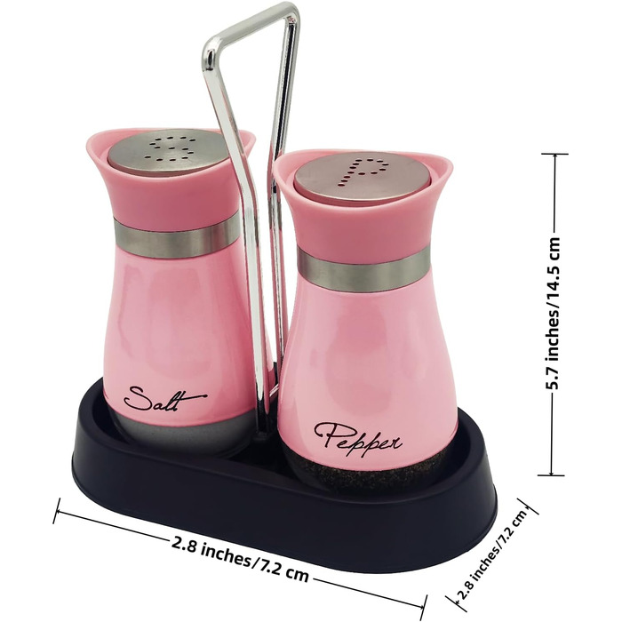 Набір солі та перцю (2 шт) з підставкою, скло та нержавіюча сталь, для кухні та кемпінгу