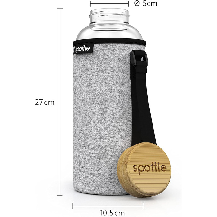 Glass bottle 1.5 liter - Drinking bottle glass 1.5 l with bamboo lid - Glass bottle - Water bottle - Glass drinking bottle suitable for carbonated drinks - dishwasher safe - wide neck