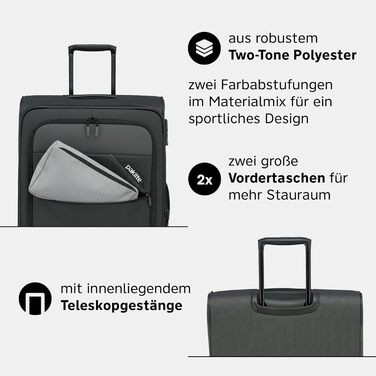 Чемодан ручної поклажі Paklite Derby 55 см, 41 л, 4 колеса, з TSA замком, функція розширення