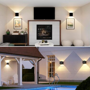 LED вуличне/внутрішнє настінне освітлення FUPE 15W, регульоване, 3 кольори, IP65, алюміній, чорний