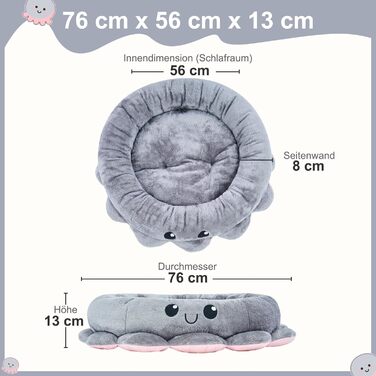 Кругле ліжко для собак та котів Jiupety Boho, рожеве/сіре, XL, знімний коврик, для великих собак