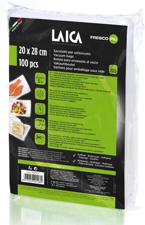 LAICA VT35012 Vacuum Sealer, 100 Vacuum Bags, Size 20 x 28 cm