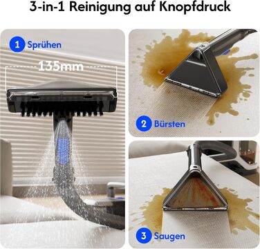 B Fluffy N6 Kit: Миючий пилосос 3-в-1 для м'яких меблів, килимів та диванів. Комплект з миючим засобом. Потужність 600W, 18kPa, 2.3L+1.2L резервуари.