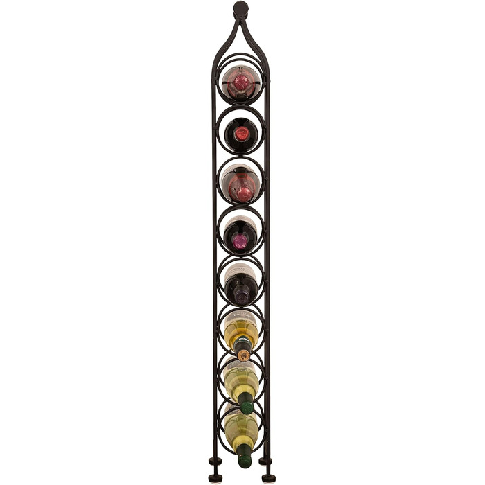 Biscottini Wrought Iron Bottle Rack 12xR12x105cm - Wine Rack with Antiqued Black Finish - Bottle Holder with 8 Bottle Spaces