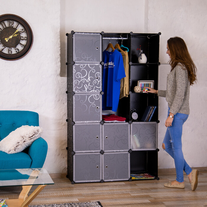 Relaxdays Clothes Cabinet Modular System with 12 Compartments