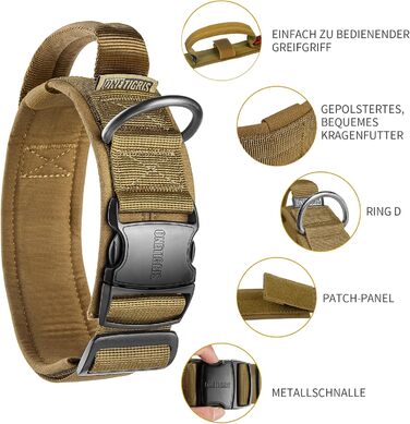 Нашийник для собак OneTigris з металевою застібкою Ranger Green (S, Coyote Brown)