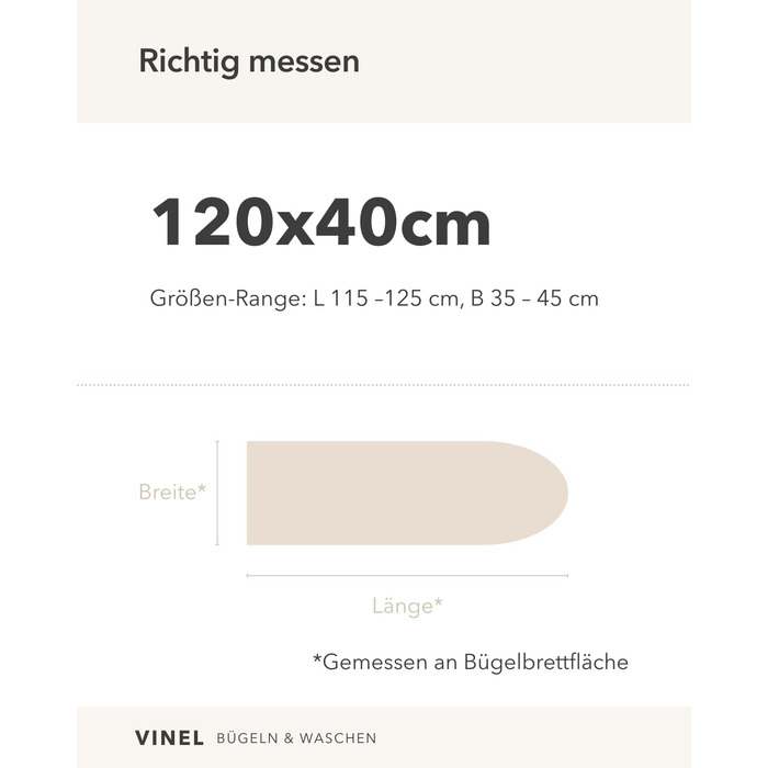 Набір для прасувальної дошки 120x40 см, бавовна, XXL-подушка, стабільний гумовий резинок, універсальний, сірий