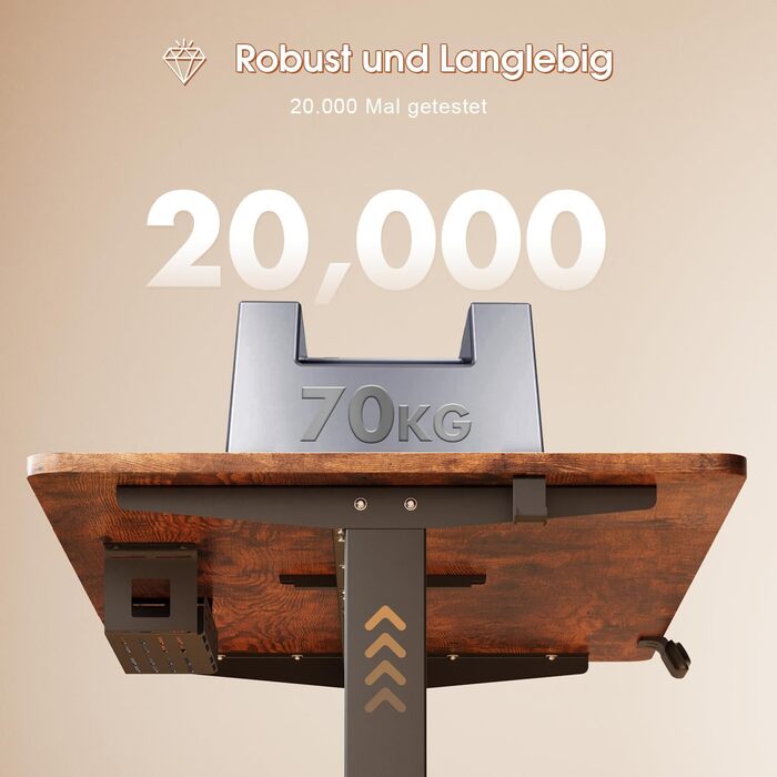 Електричний регульований стіл JUMMICO 120x60 см, з пам'яттю, антикольозійний, вінтажний коричневий, для офісу та дому