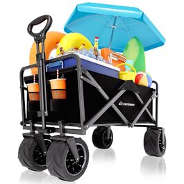 Візок-садок EchoSmile Bollerwagen 200л, 160кг, чорний - універсальний складний візок для транспортування, пляжу, саду, покупок
