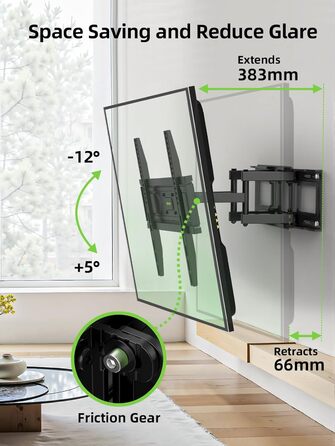 Кріплення для телевізора USX-MOUNT на стіну, поворотне та нахильне, для LED, OLED, Plasma телевізорів (32-70 дюймів), універсальне, з подвійним кріпленням, VESA до 400x400 мм, до 45 кг