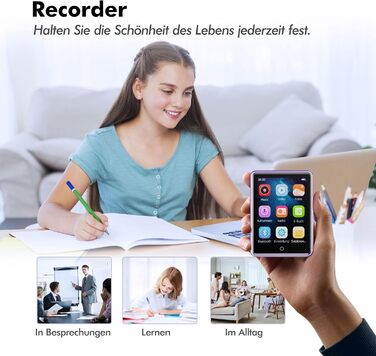 Дитячий MP3-плеєр з Bluetooth 5.3, вбудованим динаміком та сенсорним екраном 2.8
