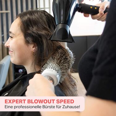 Кругла щітка Olivia Garden Expert Blowout Speed з керамічним покриттям, 55 мм, білий та сірий