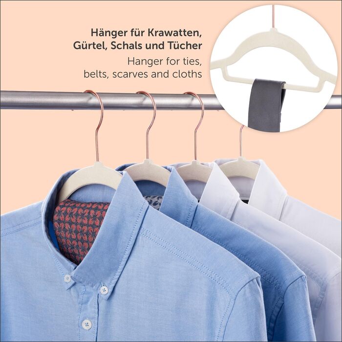 Blumtal Clothes Hangers, 50 Pieces - Velvet Clothes Hangers, 360° Rotatable and Load-Bearing - Space-Saving and Non-Slip Clothes Hangers - White Clothes Hangers with Velvet Covering - Velvet Hangers / Velvet Hangers - Shirt Hangers White