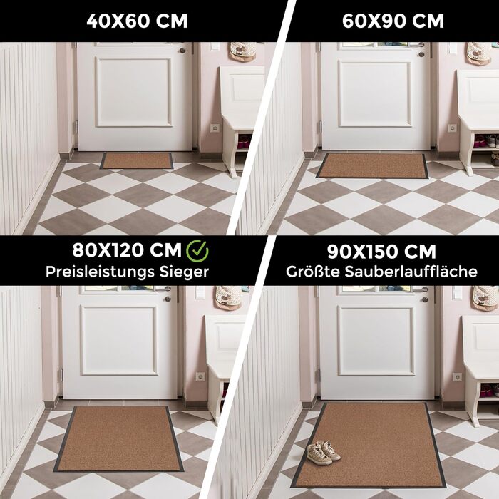 Килимок для дому Carpet Diem, 40x60 см: антиковзаюча шторка для вхідних дверей, килимок для підлоги, шторка від бруду для дому та вулиці