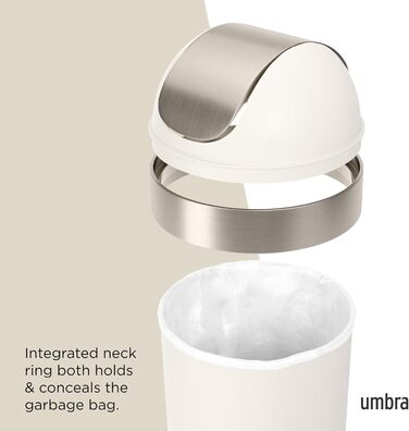 Сміттєве відро Umbra Venti Swing-Top 16.5 гал. (62 л) – велике, 89 см, сіре (сучасний дизайн)