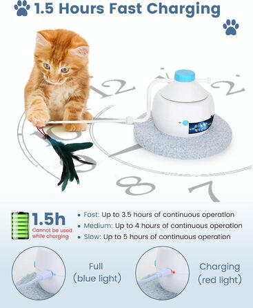 Cat Toy Self-Entertainment, 3 IN 1 Interactive Feather Toy for Cats with 360 Degree Automatic Rotating, USB Rechargeable Complete Set Cat Accessories Electric (Light Blue)