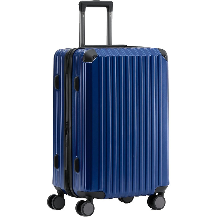 Чемодан з TSA-замком, телескопічною ручкою та 4 колесами, жорсткий корпус (Diamondblau, компактний)