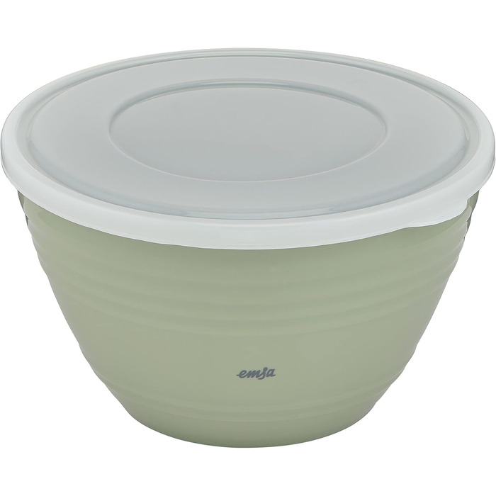 Emsa K32527 Prep&Bake Plastic Mixing Bowl 2.75 L | with a preserving lid for refrigerator storage | non-slip base | perfect stability when mixing | dishwasher safe | Green