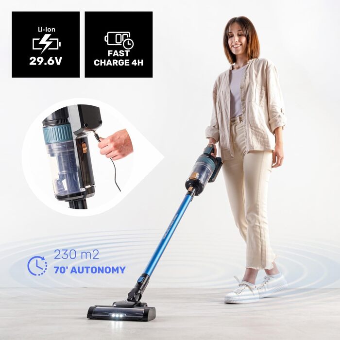 Електричний акумуляторний підмітач Taurus Homeland Ultimate Animal HVCA7296B, метал та пластик, синій та чорний