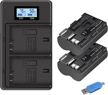 CITYORK 2 x Акумулятор BP-511 2650mAh + Подвійний USB Зарядний пристрій для Canon EOS 5D, 50D, 40D, 20D, 30D, 10D, Digital Rebel, D60, 300D, D30
