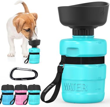Складана пляшка для води для собак Lesotc, 520 мл, блакитний колір, для прогулянок та подорожей
