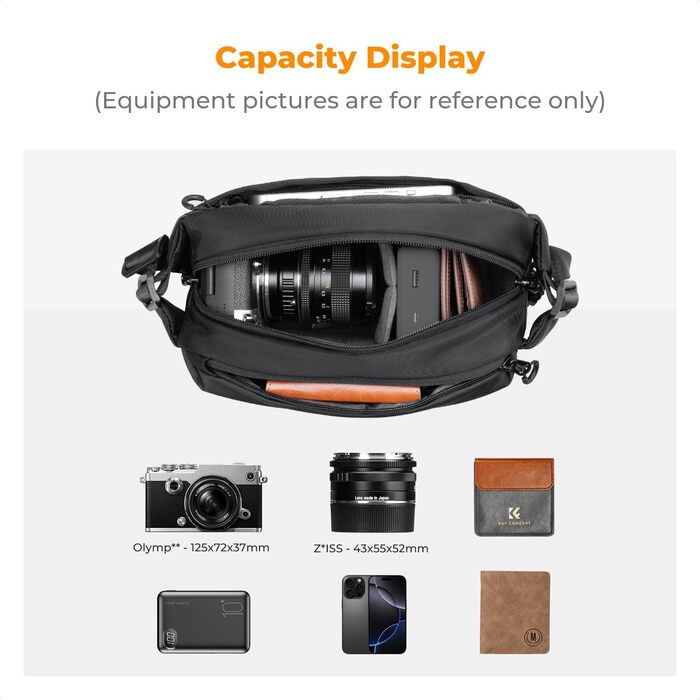 Рюкзак для камери K&F Concept, фотосумка, квадратна сумка, рюкзак для дронів DJI Mavic, сумісний з Canon/Nikon/Sony (Чорний, S)