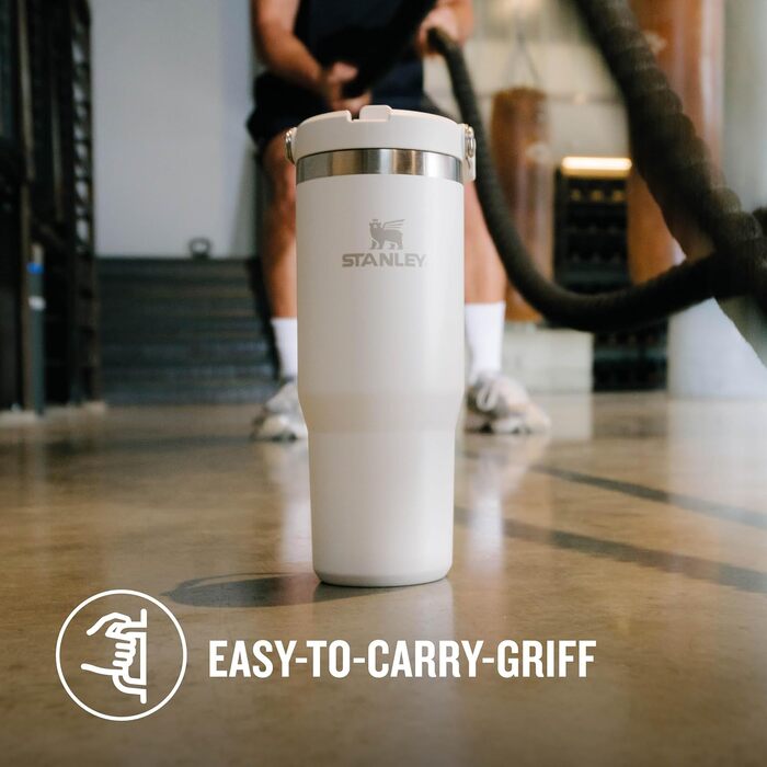 Stanley Flip Straw Tumbler 1.0 Drinking Bottle with Straw 0.89L - Thermos Bottle Keeps Drinks Cold for 12+ Hours - Dishwasher Safe - Sports Bottle - Water Bottle BPA Free - Frost