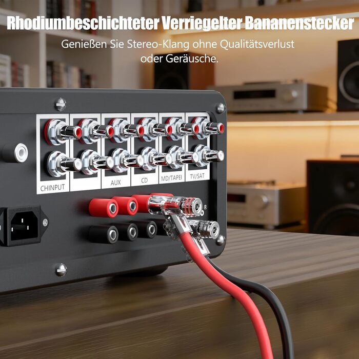 Комплект бананових роз'ємів Monosaudio BA1403, родієве покриття, закритий тип для акустичних кабелів та домашнього кінотеатру, 8 шт.