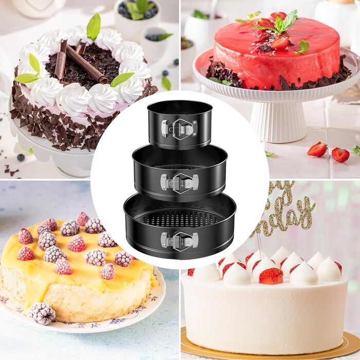 Набір форм для випічки WinGluge: 3 шт. (12/18/22 см), круглі, з антипригарним покриттям, знімним дном, для тортів та випічки