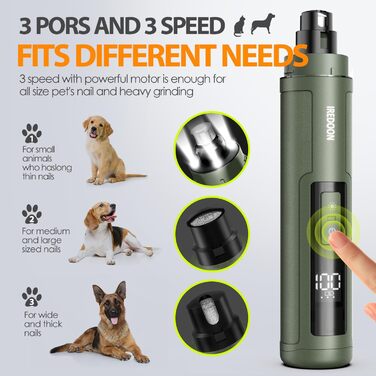 Шліфувальник для собак Profi Krallenschleifer: 3 швидкості, LED-підсвічування, тихий, перезаряджається, для великих, середніх та малих собак
