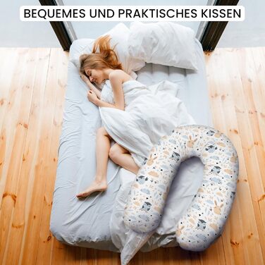 Подушка для вагітних Amilian Stillkissen 170 см XXL – подушка для сну на боці, подушка для годування, сіра та бежева