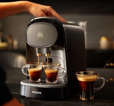 Philips Coffee Capsule Machine LM8012/60 - Double Shot, double enjoyment, 1 or 2 cups, Ristretto, Espresso, Lungo or Grand Café Long, double capsule, genuine espresso quality, piano black