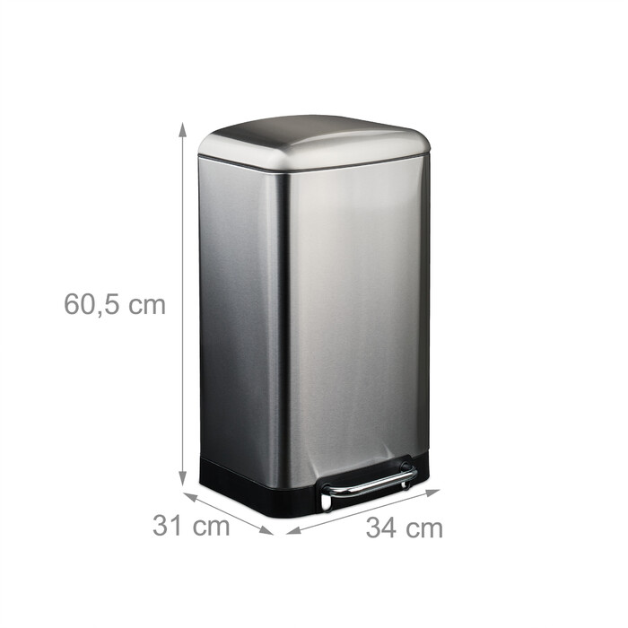 Relaxdays Kitchen Trash Can 30 Liter with Trash Bags