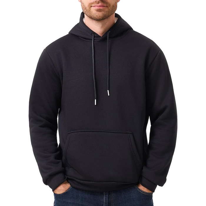 Чоловічий теплий світшот з капюшоном, чорного кольору, розмір S