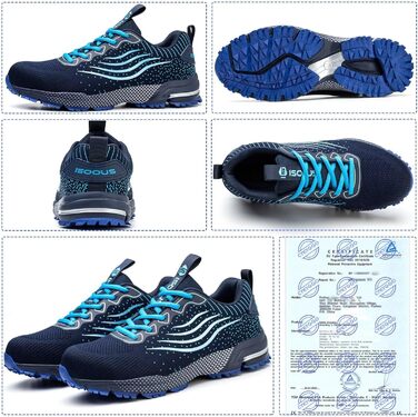 Черевики робочі чоловічі/жіночі, безпекові, спортивні, з металевим капаком, амортизуючі, протиковзкі, 43 EU, блакитні