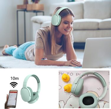 Навушники HiFi Bluetooth з активним шумозаглушенням, складні, з мікрофоном, для спорту та подорожей (зелені)