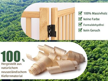 Двері для собак з дерева, розкладні, для кухні, коридору, вітальні, на сходи, кутова установка, підходять для собак малих та середніх порід, дерев'яного кольору, 2P 58см, загородження для собак (858)