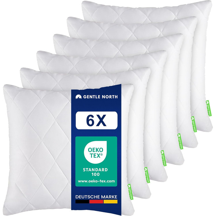 Комплект подушок Gentle North 50x50 см, 6 шт – декоративні та спальні подушки з замком, білі, Оеко-текс, пральні, для ліжка, дивану, софи