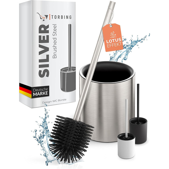 Набір для чищення унітазу TORBING з нержавіючої сталі та силікону - елегантна щітка з тримачем, антибактеріальна поверхня