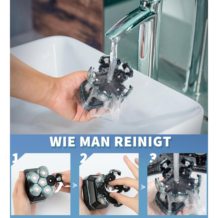 Електричний голкострум для чоловіків Luctry Glatzen Rasierer, 5D голкострум для чоловіків з лисою головою, водонепроникний IPX7, темно-зелений