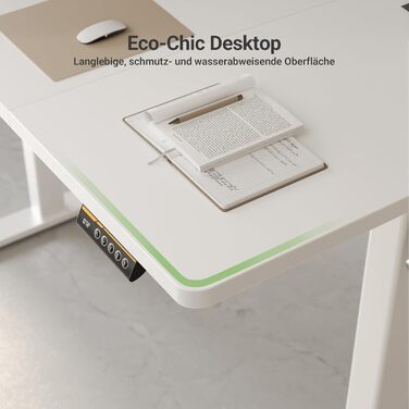 Claiks Electric Height Adjustable Desk 140x70cm - Standing Desk with Cable Management & Memory Function | White Top | Ergonomic Design for Home Office