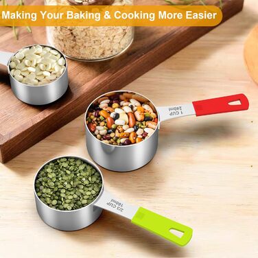 Wildone Measuring Cups & Spoons Set, 18-Piece, Stainless Steel, Stackable, 8 Measuring Cups and 9 Measuring Spoons, 1 Leveler, Ideal for Dry and Liquid Ingredients (Black)