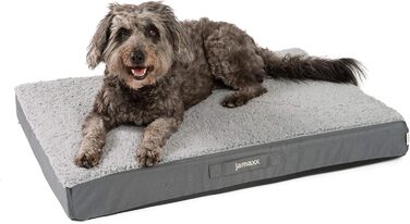 JAMAXX Orthopedic Dog Bed - Joint-Friendly Memory Foam Visco - Washable, Removable Lambskin Cover/Water-Repellent Oxford Fabric - Robust and Cozy Dog Bed PDB1012, 90x65 (M), Grey