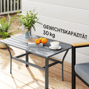 Outsunny Бічний столик з металу, балконний столик з ламелевим дизайном, стійкий до погодних умов, журнальний столик, садовий столик, легкий у догляді, столик для дивану, вуличний столик для балкона, саду, тераси, веранди, 91,5 x 55 x 45 см, Темно-сірий | 