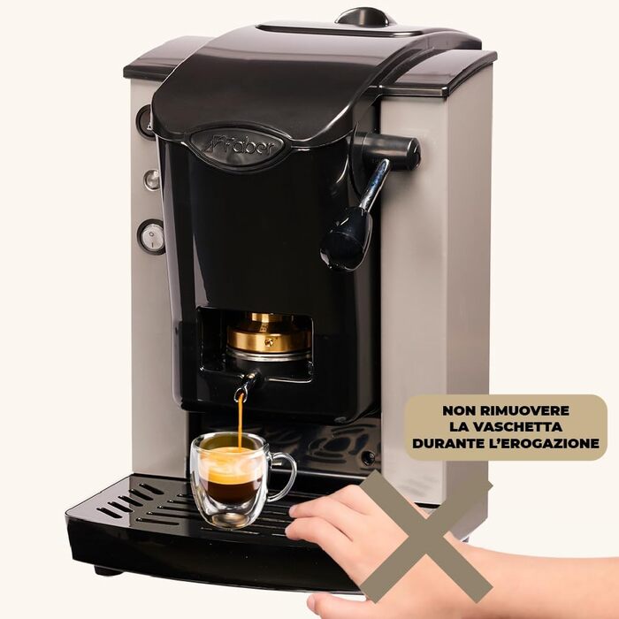 FABER COFFEE MACHINES | Slot Plast Model | POD Coffee Machine 44 mm | Adjustable Brass Pad Press (GRAY/BLACK)